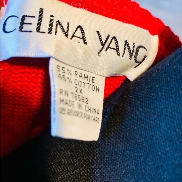 Vintage Celina Yang Red Sequin Shoulder Sweater Size 2X - Picture 4 of 4